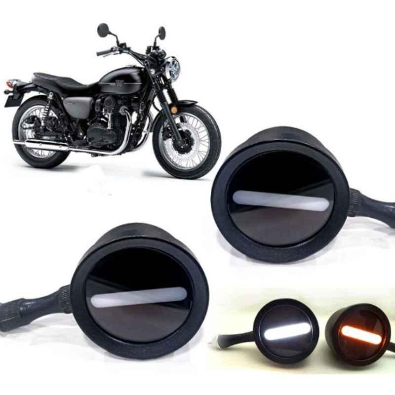 Auto Pearl 2 Pcs 12V Black Bike Front LED Indicator Light Set for Yamaha, F498