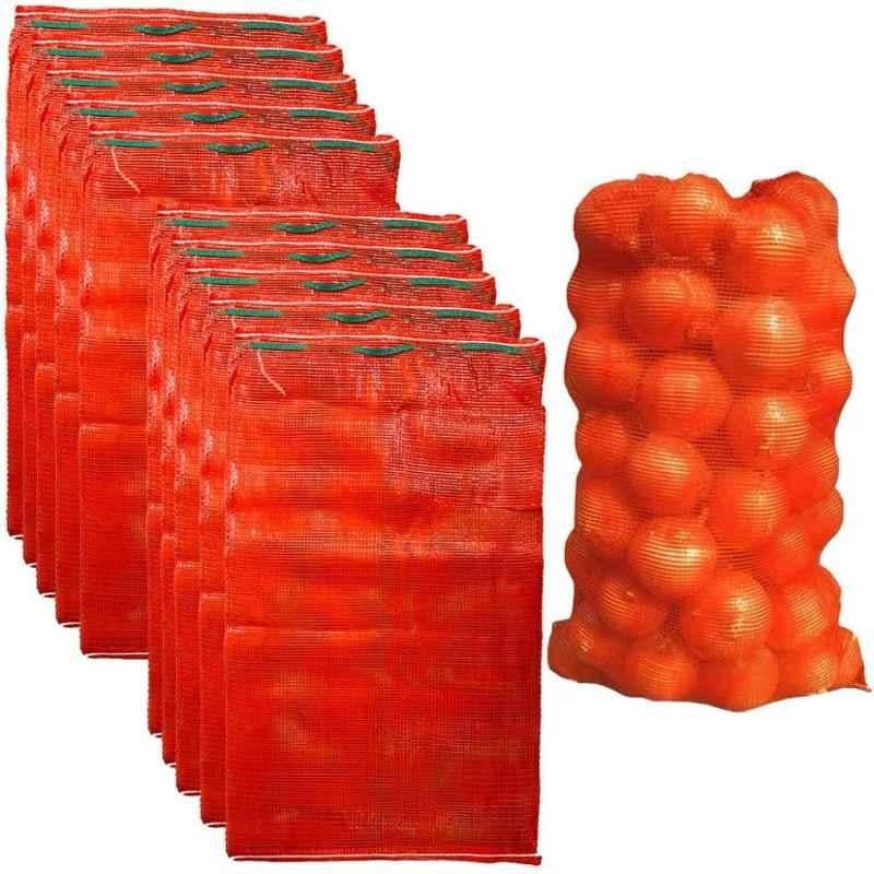 Singhal 22x40 inch 55kg Polypropylene Leno Orange Heavy-Duty Storage Bag for Grocery, Garden Produce & Vegetables (Pack of 50)