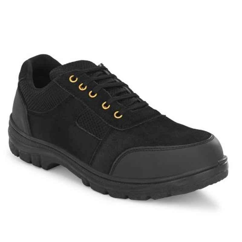 Kavacha S116 Suede Leather Black Steel Toe Work Safety Shoes, Size:  7