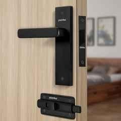 Plantex Heavy Duty Door Lock Bathroom Door Lock/Mortise 8inch Keyless Plate Handle Set for Home/Bathroom/Store Room/Balcony/Office with Baby Latch 8125, DC-Black & Z-Black