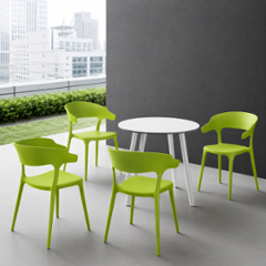 CELLBELL WeaveX Plastic Green Armrest Chair (Pack of 4)