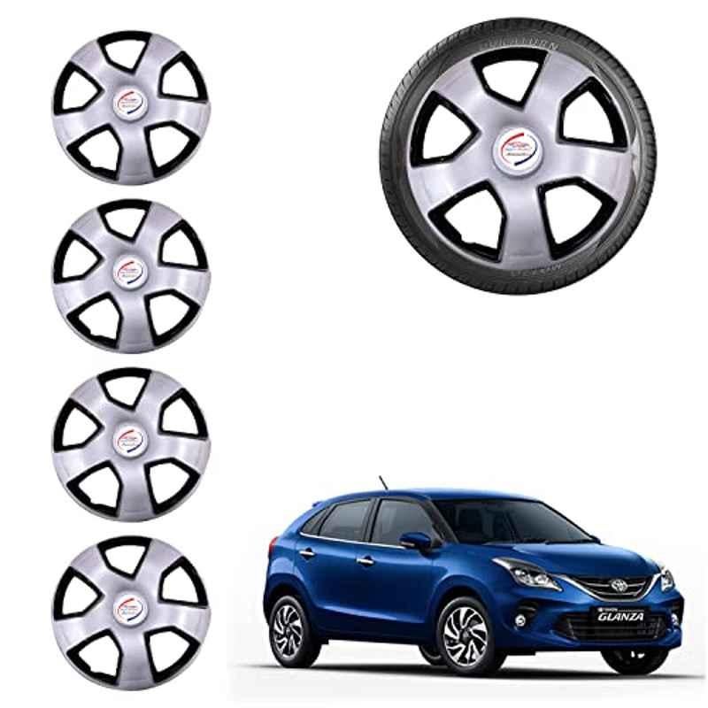 Auto Pearl 4 Pcs 15 inch ABS Grey Car Wheel Cover Set for Toyota Glanza