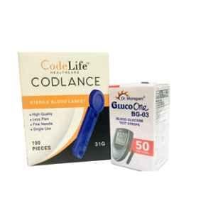 Dr Morepen Dr. Morepen Gluco One BG03 50 Glucometer Strip & Codelife 50 Lancet 50 Glucometer Strips Box