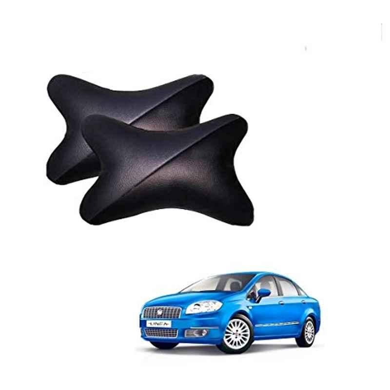Kozdiko 2 Pcs Memory Foam Grey & Black Car Neck Rest Cushion Pillow Set for Fiat Linea Classic