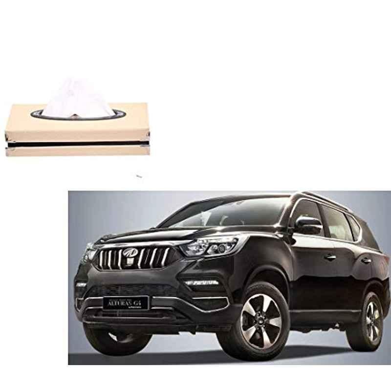 Kozdiko Leatherette Beige Tissue Paper Dispenser Box with 200 Sheets (100 Pulls) for Mahindra Alturas G4