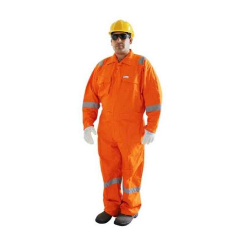 Vaultex VOR-L Orange & Grey Reflective Strips Safety Coverall, Size: Large