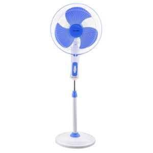 Candes Platine 1800rpm White Blue 3 Blade Automatic Oscillation Pedestal Fan, Sweep: 400 mm