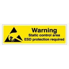 SUNSIGNS 600x200mm Vinyl & Acrylic Sandwich Warning Static Control area ESD Protection Required Signage, SN0177VNLM1HPIDAM