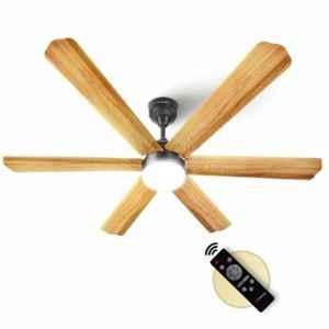 Longway Luminair 28W 5 Star Golden Birch Anti-Dust Decorative BLDC Ceiling Fan with 6 Blade, Remote Control & LED Light, Sweep: 1200 mm