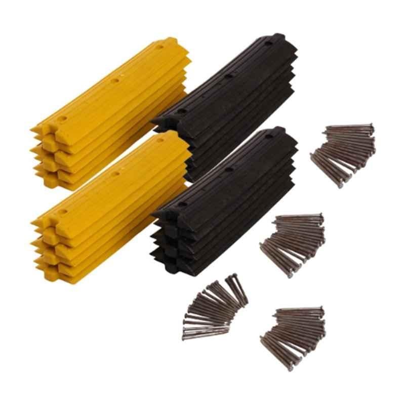 Ladwa 24 Pcs 12m Black & Yellow Plastic High Visibility Safety Speed Breaker Rumblers Set, LSI-PLASTICRUMBLER-P12