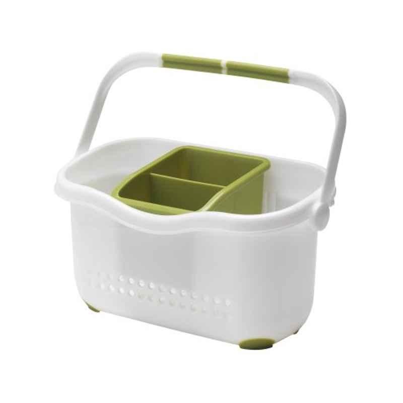 Addis Plastic White & Grass Green Sink Caddy, 513830