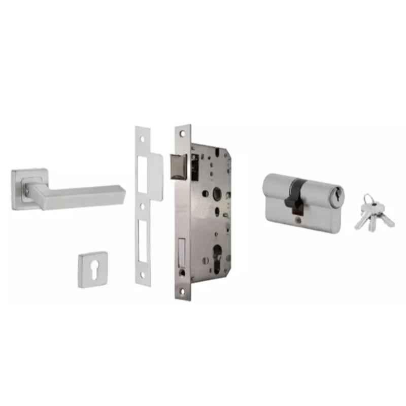 Dorset ML Series Nero 60mm Stainless Steel Door Handle Lock Set with Both Side Key Cylinder (Pack of 4)