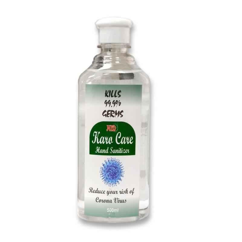 Karo Care 500ml 70% Ethyl Alcohol Based Instant Hand Sanitizer Gel with Flip Top