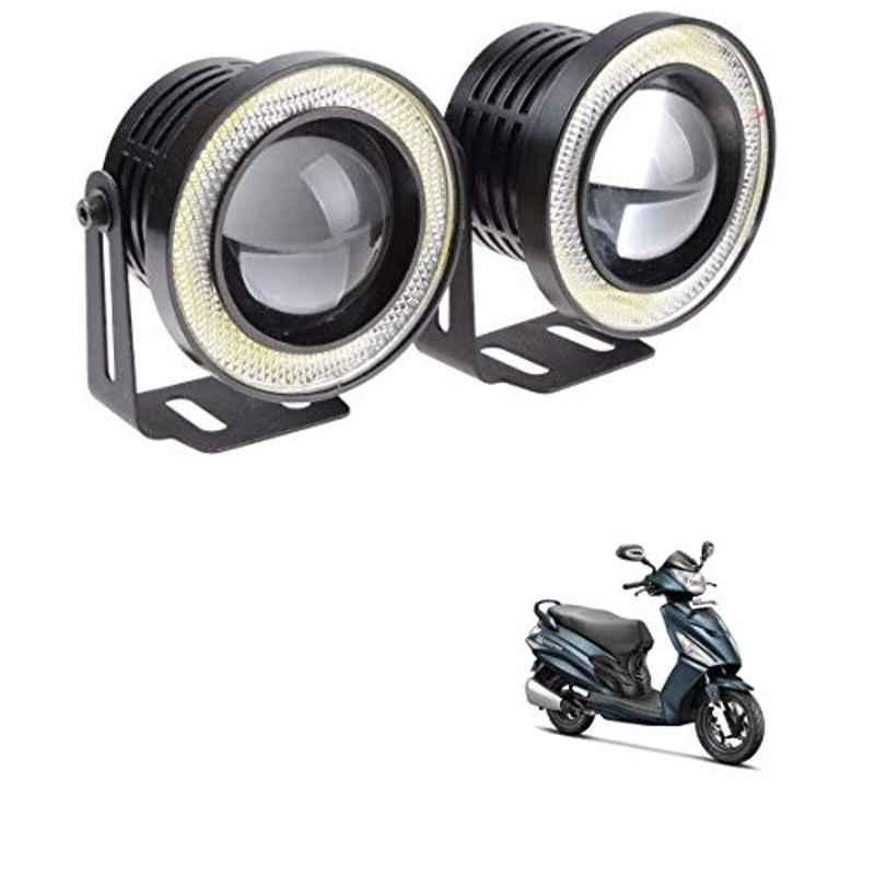 Kozdiko 2 Pcs 15W 3.5 inch High Power White LED Projector COB Fog Light Set with White Angel Eye Ring for Hero Maestro Edge 125, koz_88430