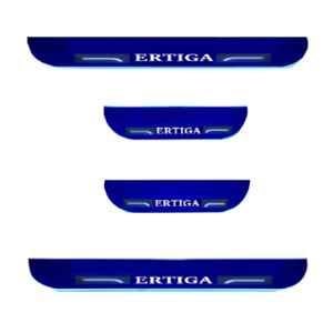 Car Accessories Hub 4 Pcs Acrylic Black Sill Scuff Plate Set with Blue LED for Maruti Suzuki Ertiga ZXI Plus