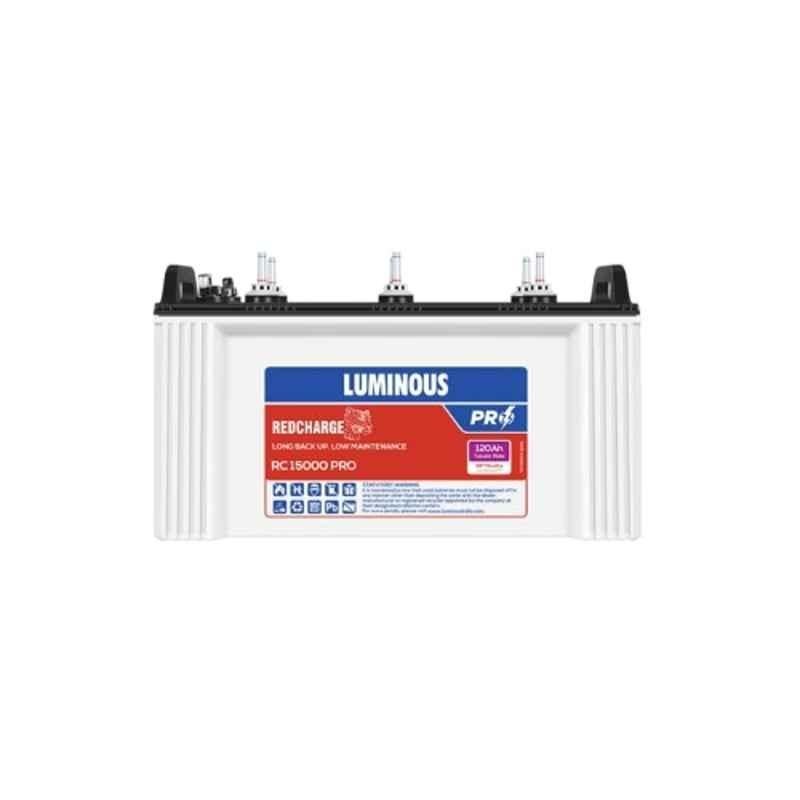 Luminous Red Charge RC 15000 PRO 120Ah 12V Short Tubular Inverter Battery with 48 Months Warranty for Home, Office & Shops, F1138C797120