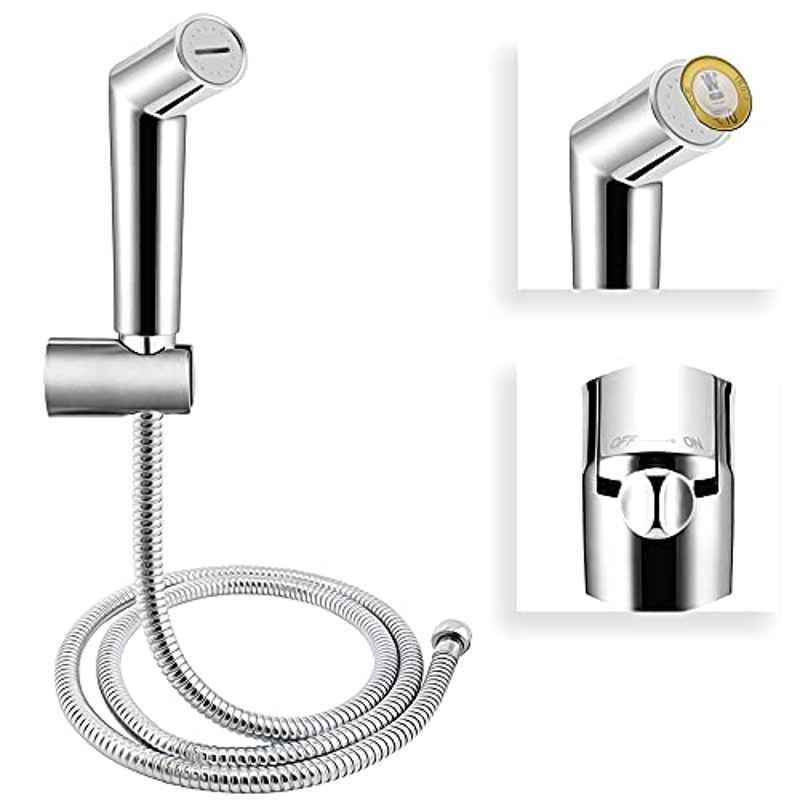 Oleanna HF12 ABS Chrome Finish Health Faucet with 1m Flexible Hose Pipe & Wall Hook