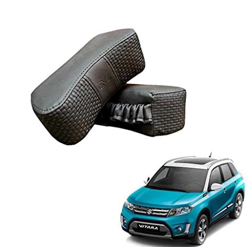 Kozdiko 2 Pcs Memory Foam Grey Luxurious Neck Rest Cushion Pillow Set for Maruti Vitara Brezza