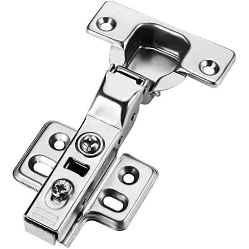 HME Nickel Plated Mounting Four Hole Half Overlay Frameless Cabinet Hinge (Pack of 2)