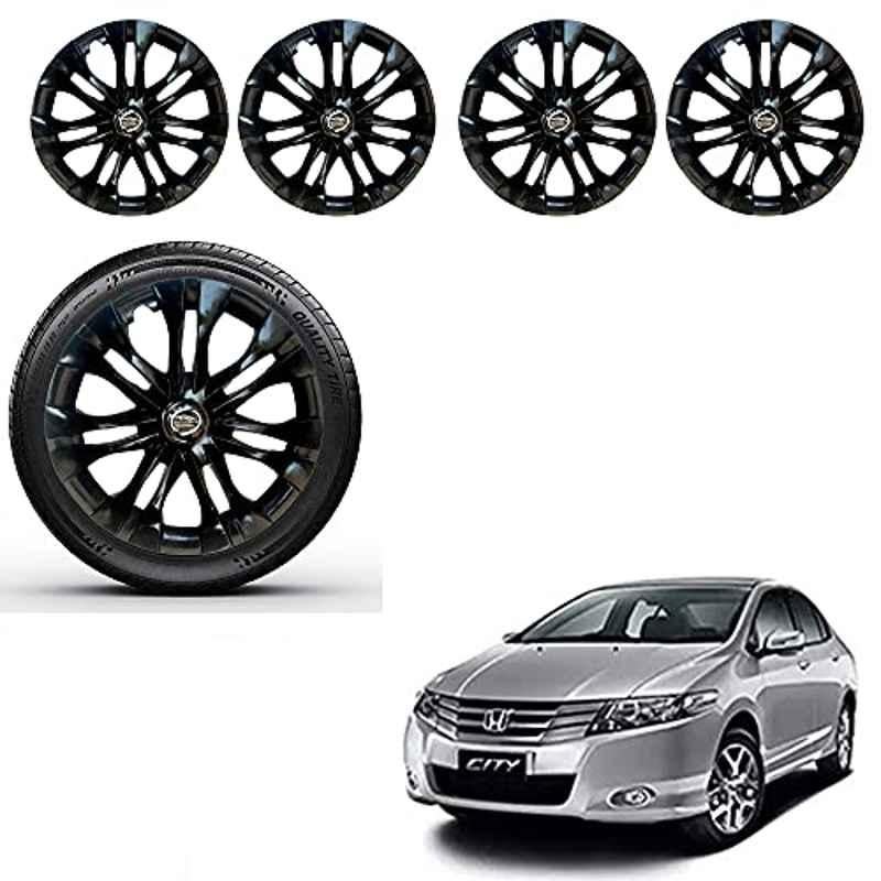 Auto Pearl 4 Pcs 15 inch ABS Black Premium Car Wheel Cover Set for Honda City Ivtec 2011, WCBLK06