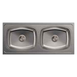 Carysil Elegance Double Bowl Stainless Steel Matt Finish Kitchen Sink, Size: 45x20x9 inch