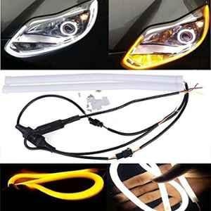 Kozdiko 2 Pcs 24 inch Yellow & White Car Headlight LED Flexible DRL Silica Gel Tube Strip Light Set for Hyundai i10