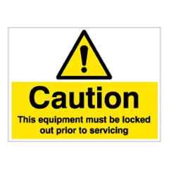 SUNSIGNS 100x75mm Vinyl & Acrylic Sandwich Caution this Equipment Must be Locked out prior to Servicing Signage, SN0165VNLM1HPIDAA