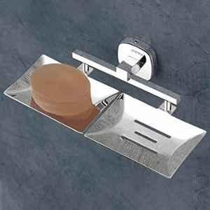 Plantex 304 Grade Stainless Steel Double Soap Dish/Soap Case/Soap Holder/Soap Stand for Bathroom Accessories Maxx (Chrome)