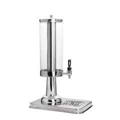 Khushi Udyog 3 Litre Stainless Steel & Glass Chrome Silver Single Beverage Juice Dispenser with Stand