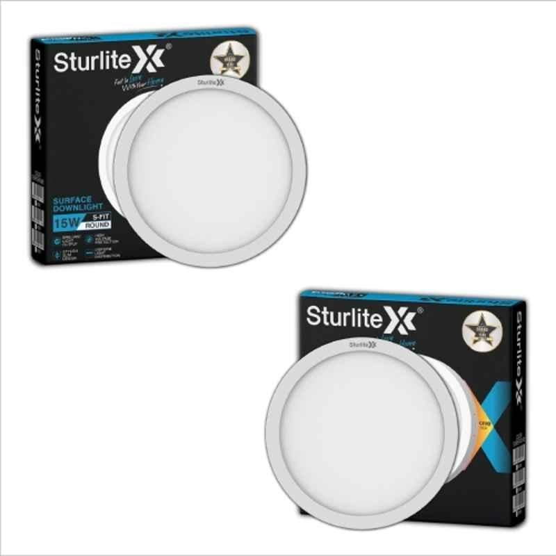 Sturlite S-FIT 15W 1200lm Cool White Round LED Surface Light (Pack of 2)