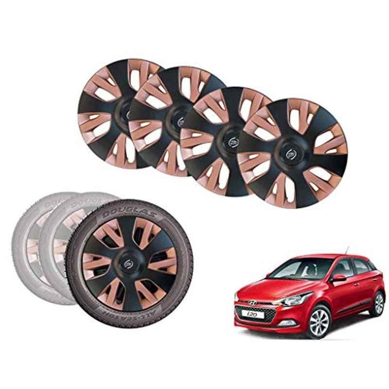 Auto Pearl 4 Pcs 14 inch ABS Black & Copper Car Wheel Cover Set for Hyundai i20 Elite