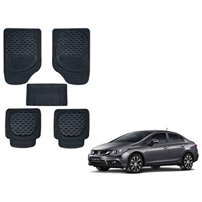 Kozdiko 6255TW 5 Pcs PVC & Rubber Black Car Mat Set for Honda Civic