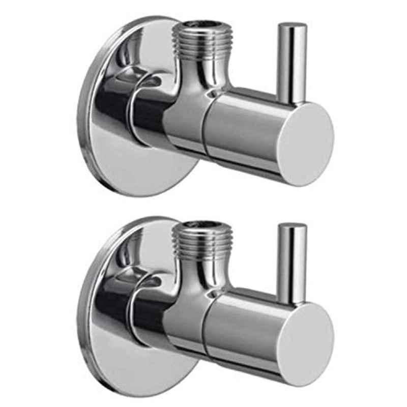 Zesta Turbo Stainless Steel Chrome Finish Angle Valve with Wall Flange (Pack of 2)