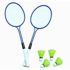 STYRKR 2 Pcs Iron Multicolour Rackets Badminton Kit with 4 Shuttlecocks