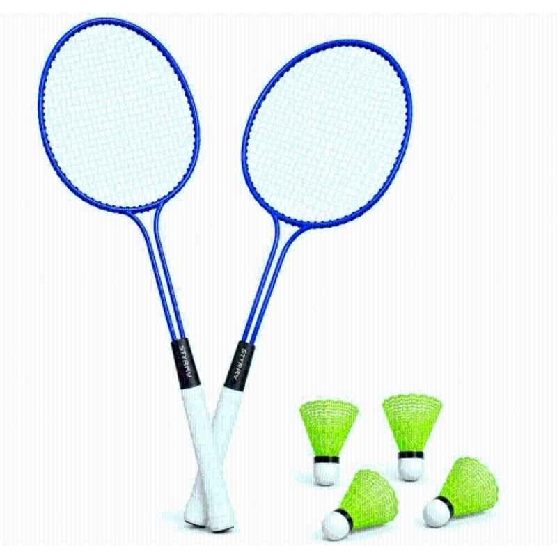 STYRKR 2 Pcs Iron Multicolour Rackets Badminton Kit with 4 Shuttlecocks
