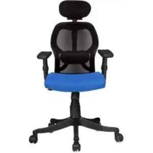 Vizolt Blue High Back Natural Fiber DIY Office Chair with Adjustable Arm