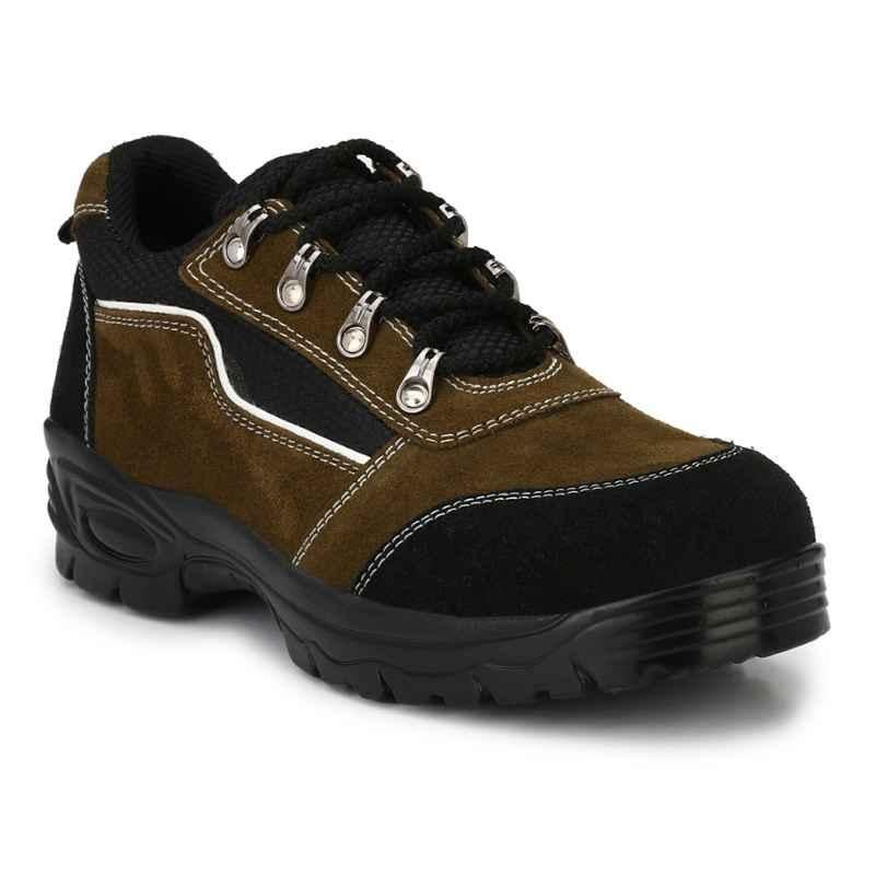 Graphene R 501 Leather Steel Toe Black & Brown Safety Shoe, Size: 10