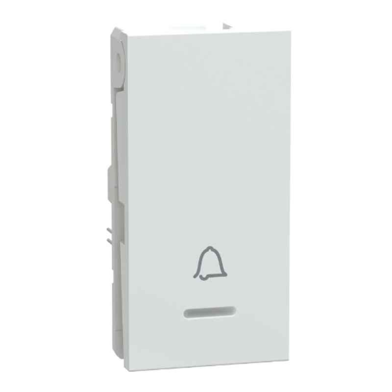 Schneider Electric Unica Pure Plus 6A 1M White Bell Press Switch with LED Indicator, UN6FB1M_WE