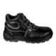 Allen Cooper AC-1008 Leather Steel Toe Hi-Ankle Black & Grey Work Safety Shoes with Free Socks, Size: 6