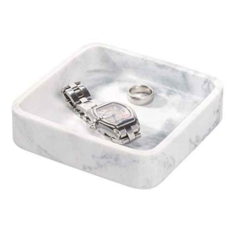 iDesign 28340 11.9x11.9x2.5cm Marble White Dakota Tray, Size: Small