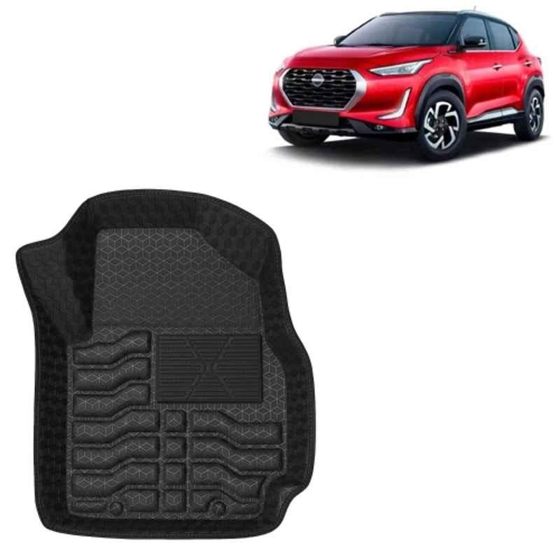 Kingsway 3 Pcs Premium 4.5D 100% Waterproof Tray Shape PVC Black Car Floor Mat Set for Nissan Magnite 2020 Onwards All Model