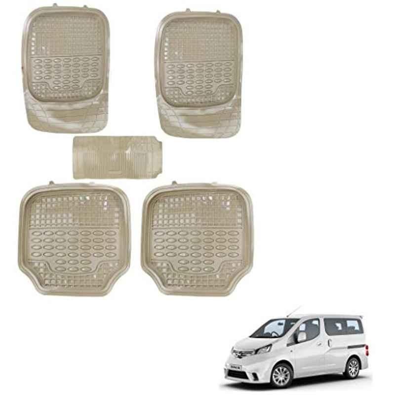 Kozdiko 5 Pcs 4G Beige Rubber & PVC Heavy Car Foot Mat Set for Nissan Evalia, koz_81146