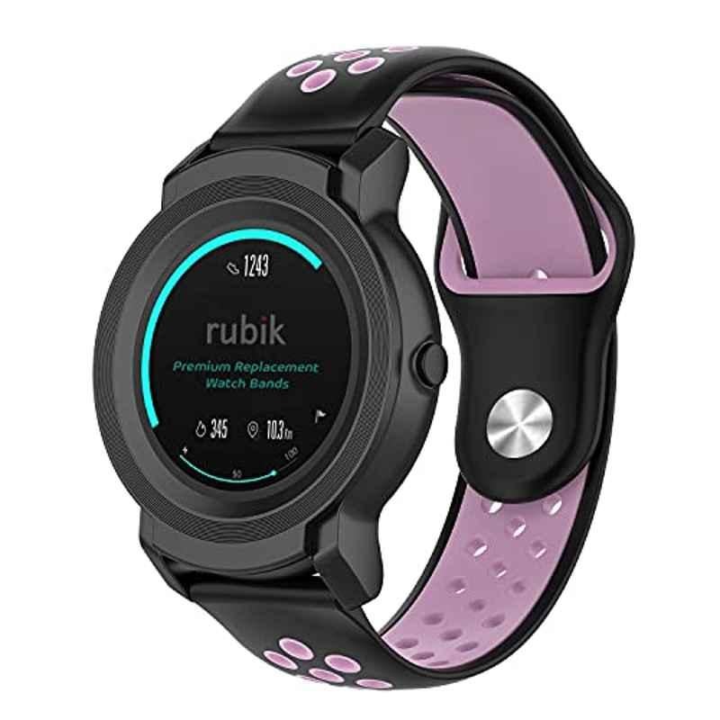 Rubik 22mm Silicone Black & Pink Watch Band