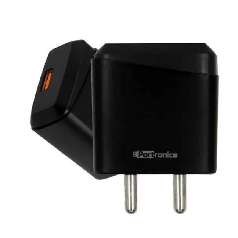 Portronics Adapto 193 Black 3A Quick Charger with Single USB Port, POR-193 (Pack of 5)