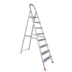 EMAC 8 Step Aluminium Silver Anti Slip Folding ESL Ladder with Platform, ESL-8