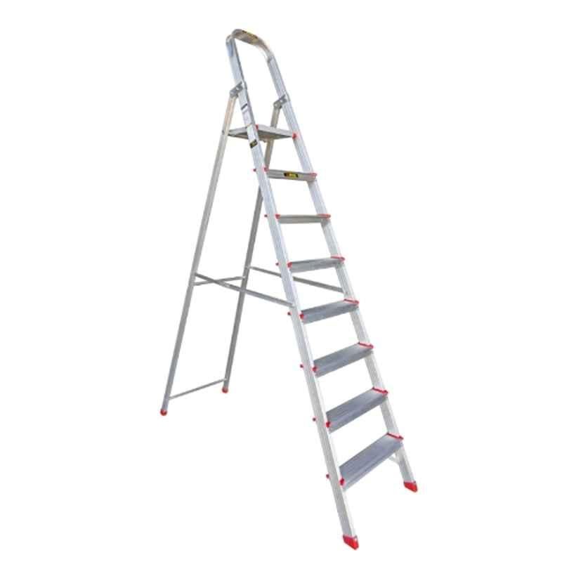EMAC 8 Step Aluminium Silver Anti Slip Folding ESL Ladder with Platform, ESL-8