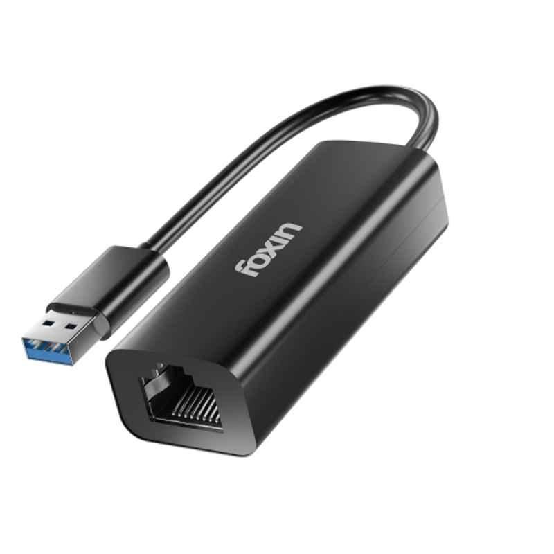 Foxin FLA 100U 100 Mbps Black USB to LAN Ethernet Adapter with 9cm Cable for Windows, Mac & Linux