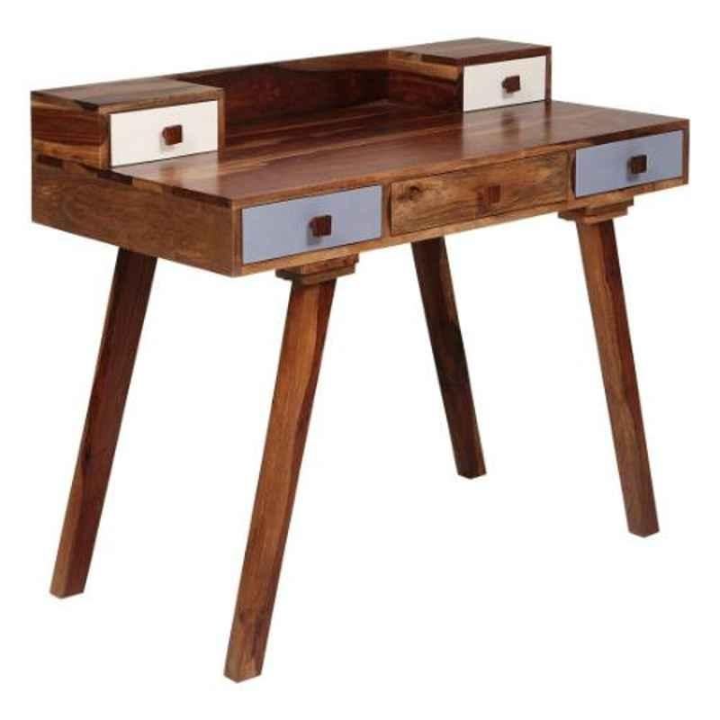 Evok Dalton Sheesham Wood Honey Study Table with 5 Drawer, FOOCSDSWSTWN70746D
