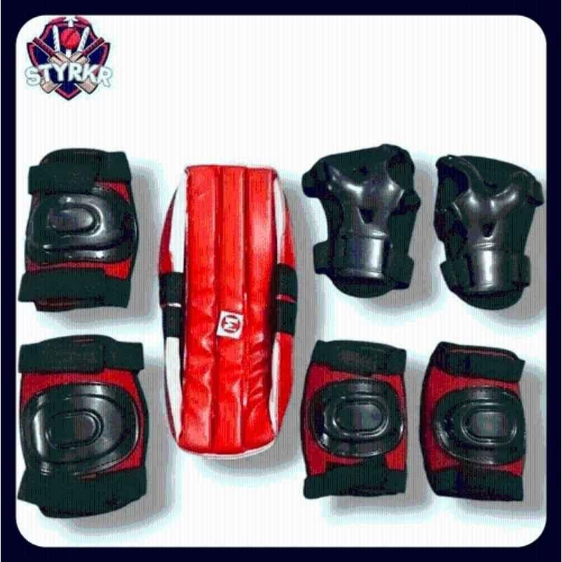 STYRKR Plastic & EVA Foam Red Protective Guard Kit Skate & Cycling Protection Set 7-in-1KIT-1040