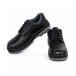 TZARO Full Grain Genuine Leather Steel Toe Black Safety Shoes for Men, TZSAF2DB283BLUK7, Size: 7